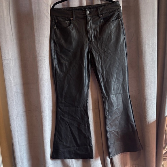 American Eagle Outfitters Pants - American Eagle Outfitters Faux Leather Black Flare Pants